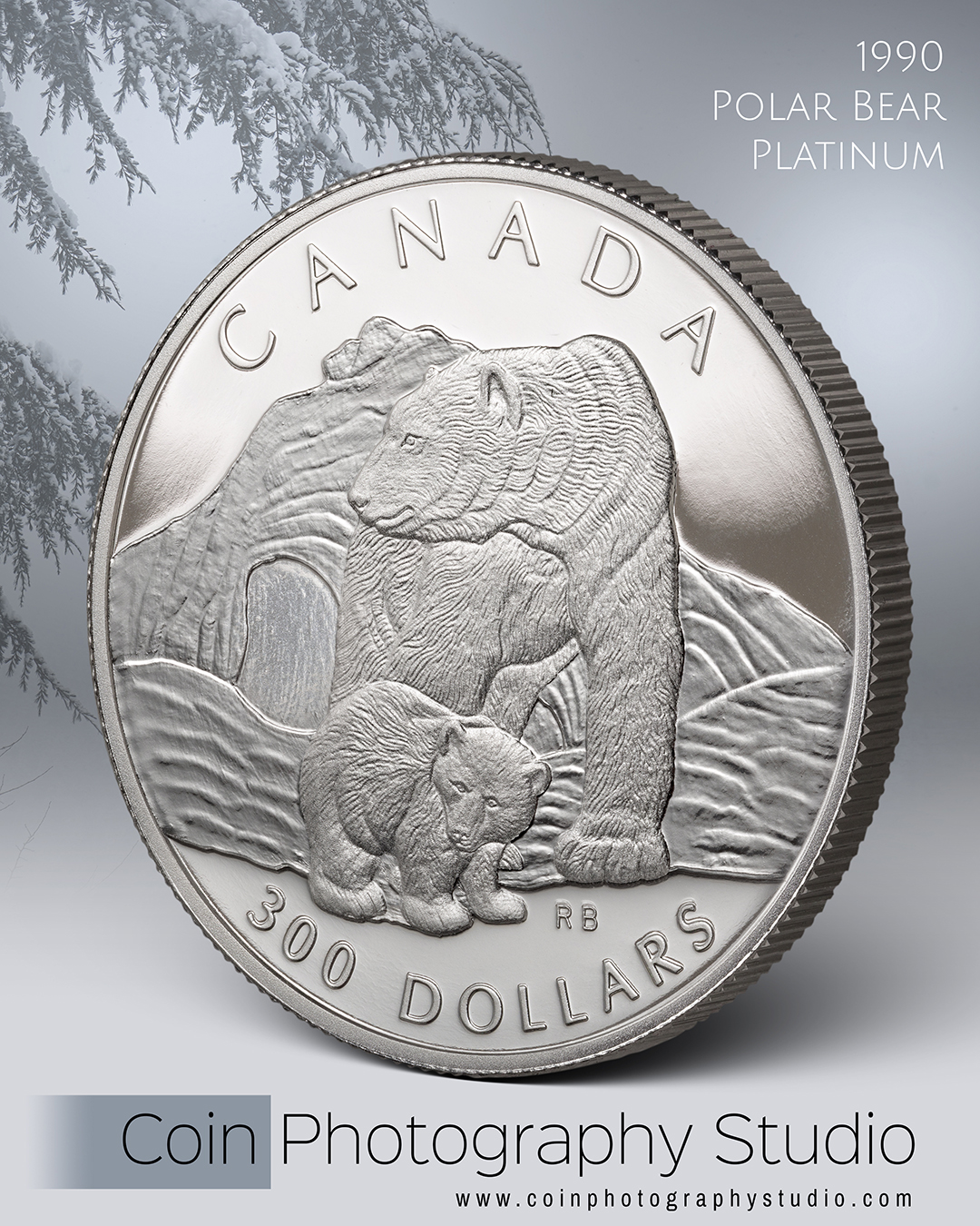 1990 300 dollar platinum coin-Polar Bear.jpg