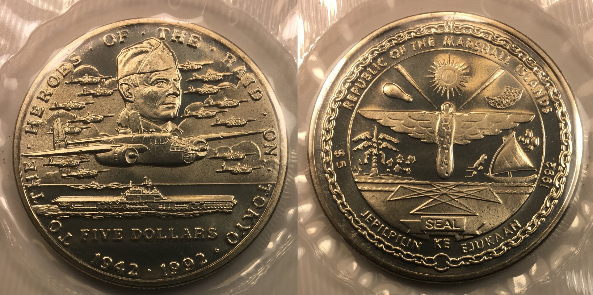 1992 CE 5 Dollars To the Heroes of the Raid on Tokyo S1 Combined.jpg