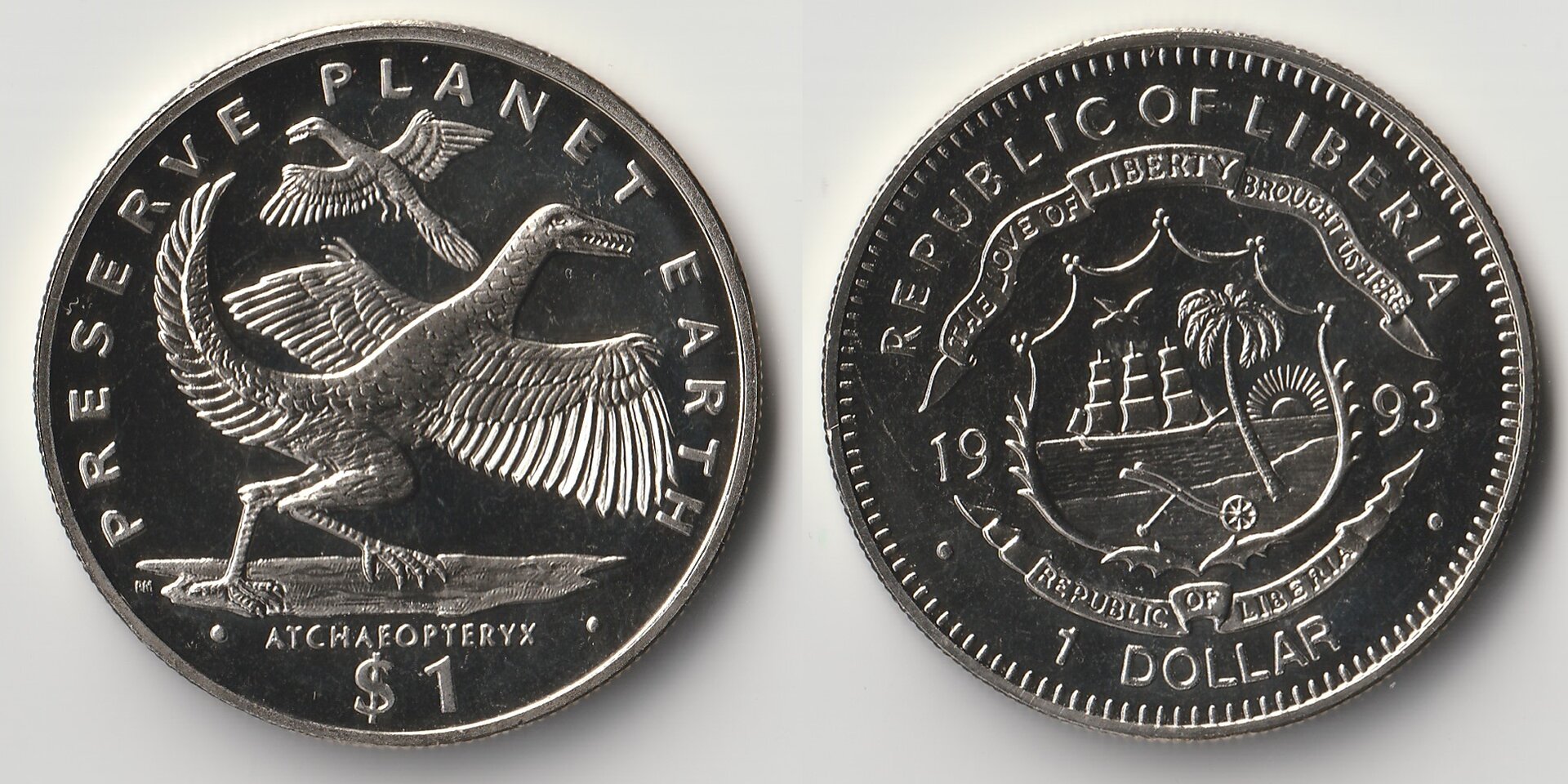 1993 liberia 1 dollar acheopteryx.jpg