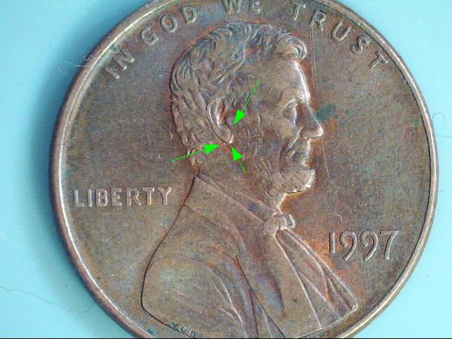 1997 Lincoln cent Doubled Ear obv2.jpg