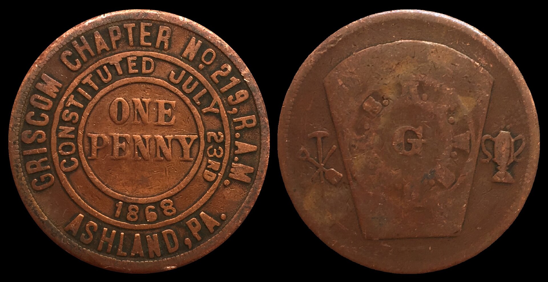 19APR19 Griscom Chapter Masonic Token Ashland PA.jpg