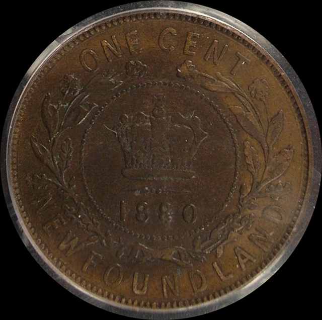 1c Newfoundland 1880 Oval 0 XF40 PCGS Rev CU 640x636.JPG