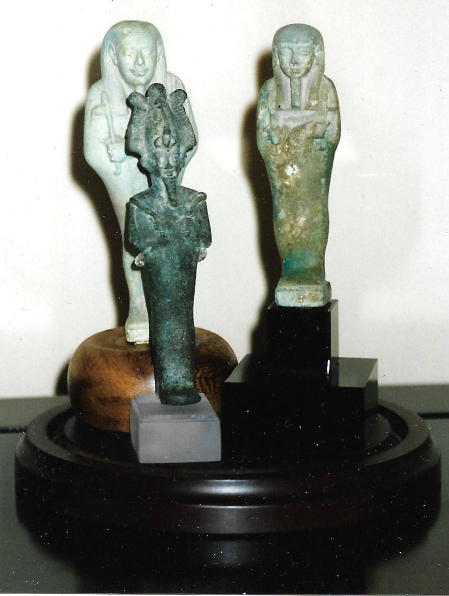 2 Egyptian Faience Ushabtis, & a Bronze Osiris.jpg