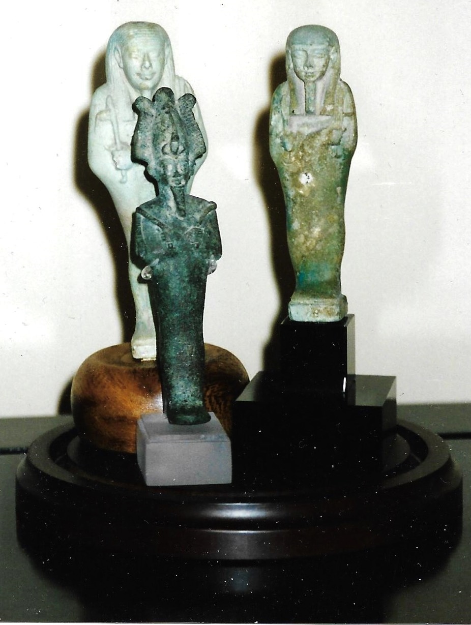 2 Egyptian Faience Ushabtis, & a Bronze Osiris.jpg