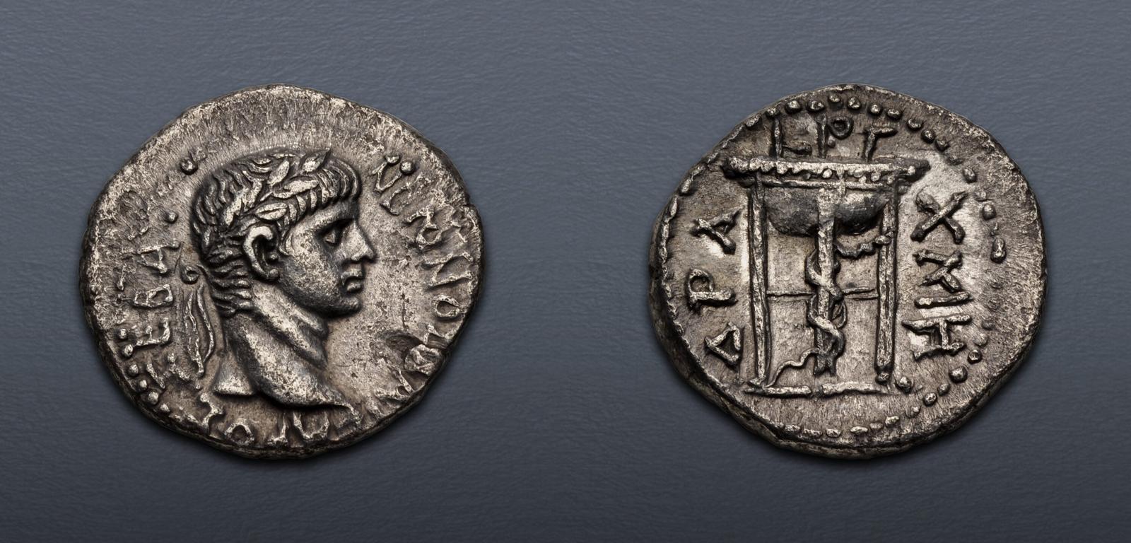 2 Seleucis & Pieria Syria Nero drachm tripod & serpent from CNG 512.jpg