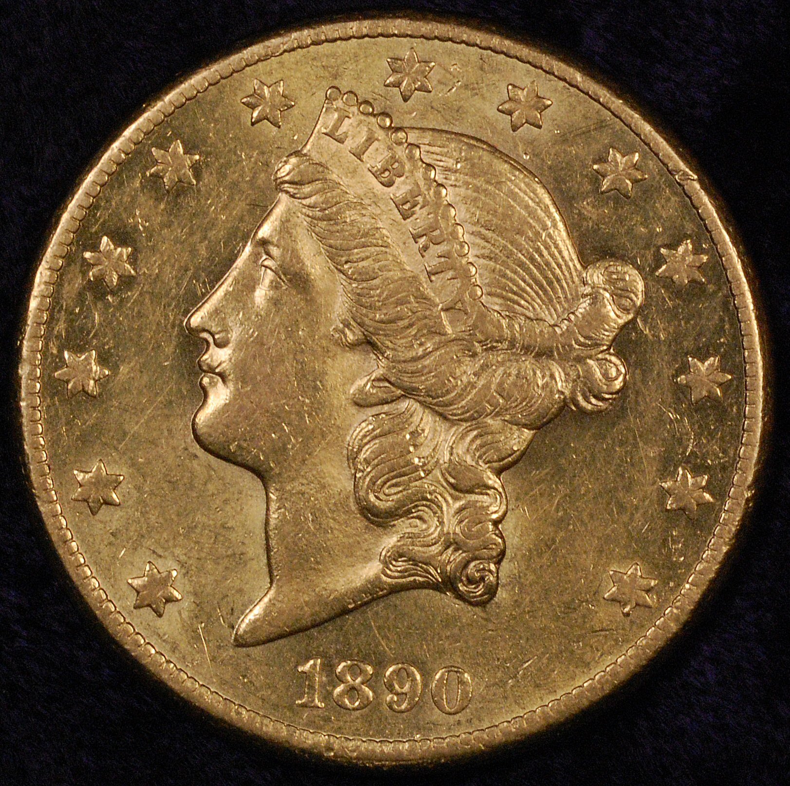 20 dollar gold Liberty 1890-cc obv.jpg