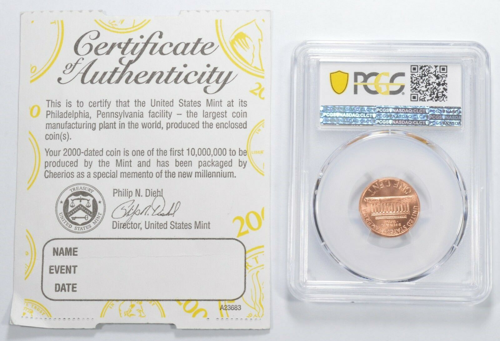 2000 Ms-66 Red 2000  Cheerios  Lincoln  - With Packaging -  PCGS.jpg