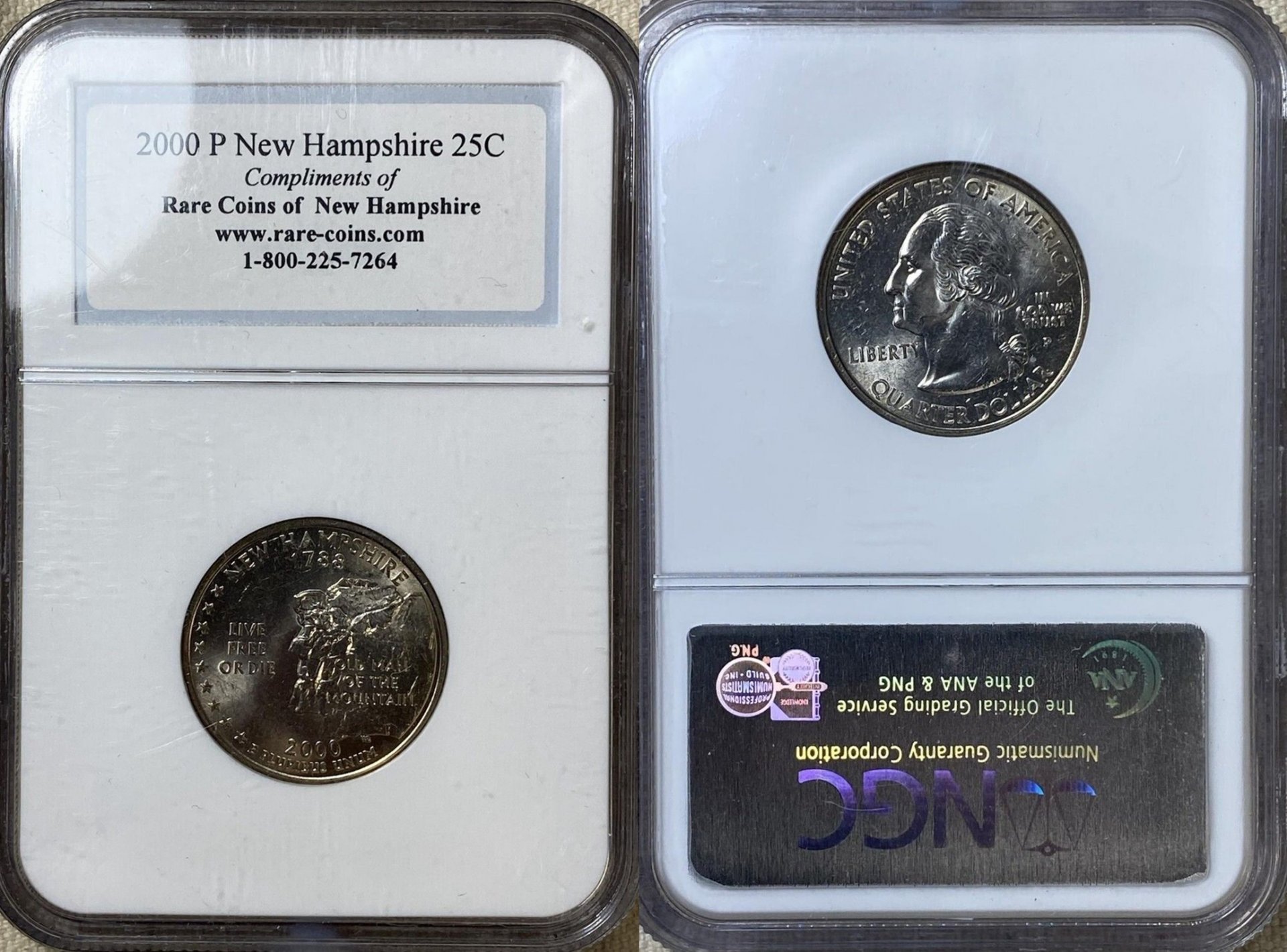 2000 P New Hampshire 25c Quarter NGC Promotional Sample Slab Rare Coins of NH 1x-horz.jpg