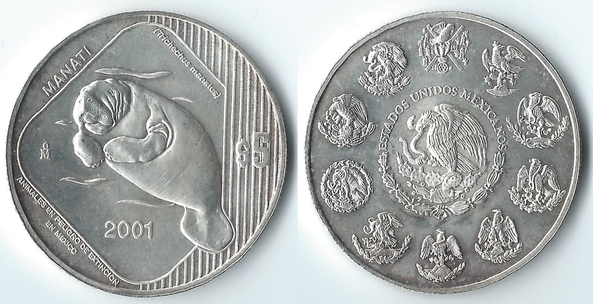 2001 mexico 5 pesos manatee.jpg
