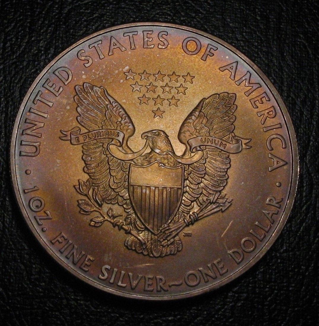 2008 Toned US Silver American Eagle $1 1 oz Bullion Bu Unc  (2).jpg