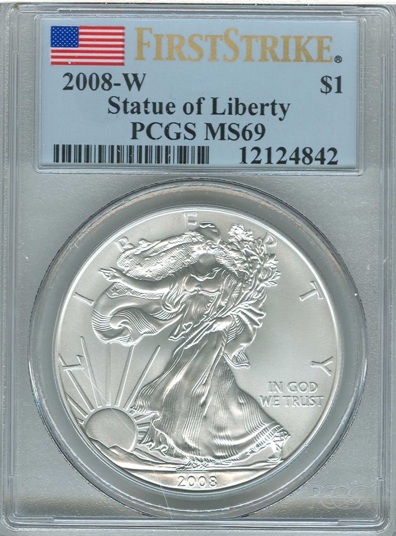 2008-W First Strike Statue of Liberty 12124842 PCGS MS69 Slab Obv.jpg