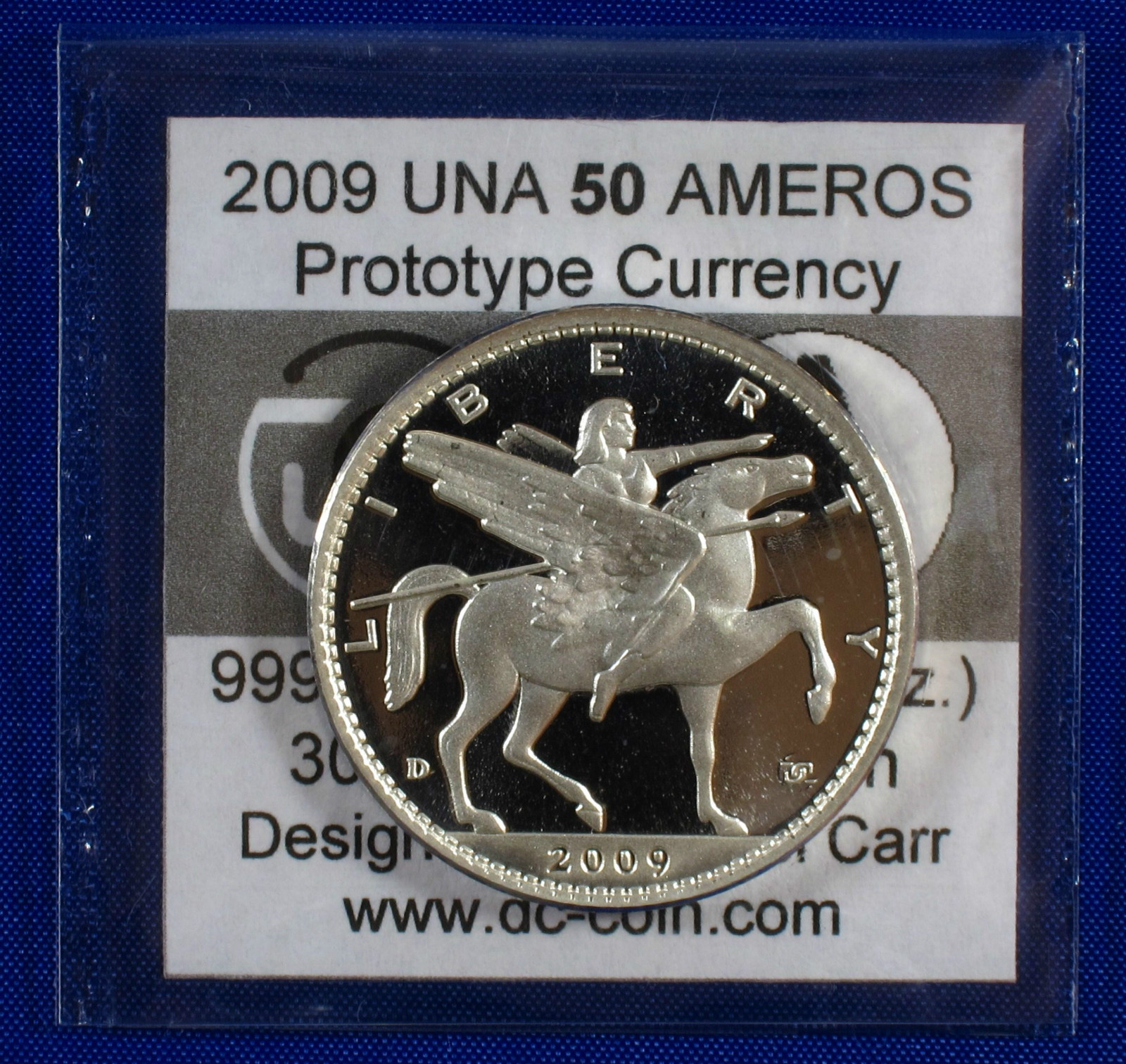 2009 50 Ameros Silver Proof Daniel Carr Moonlight Mint 104 Made .5 Oz. UNA Amero 3.JPG