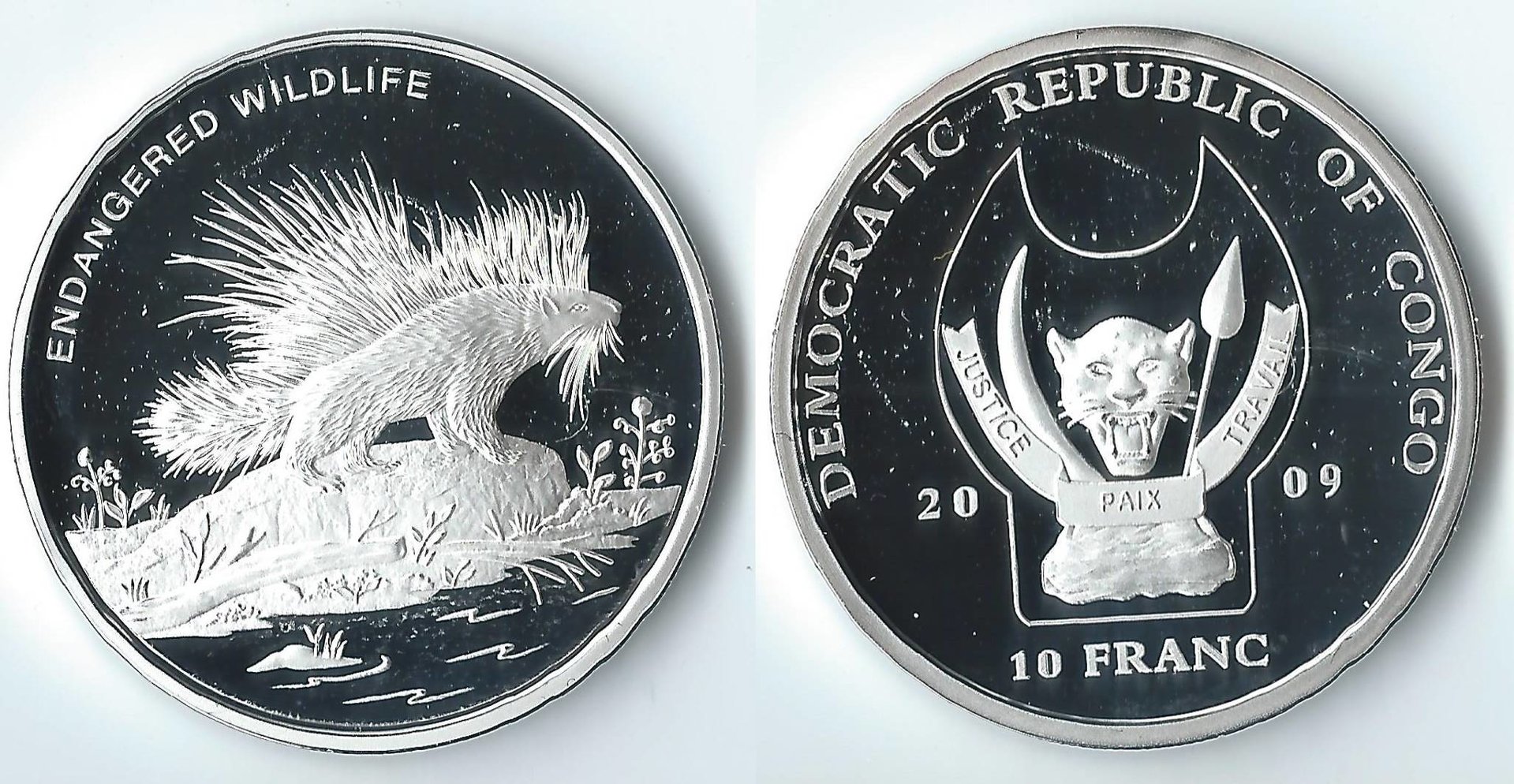 2009 congo 10 francs porcupine.jpg