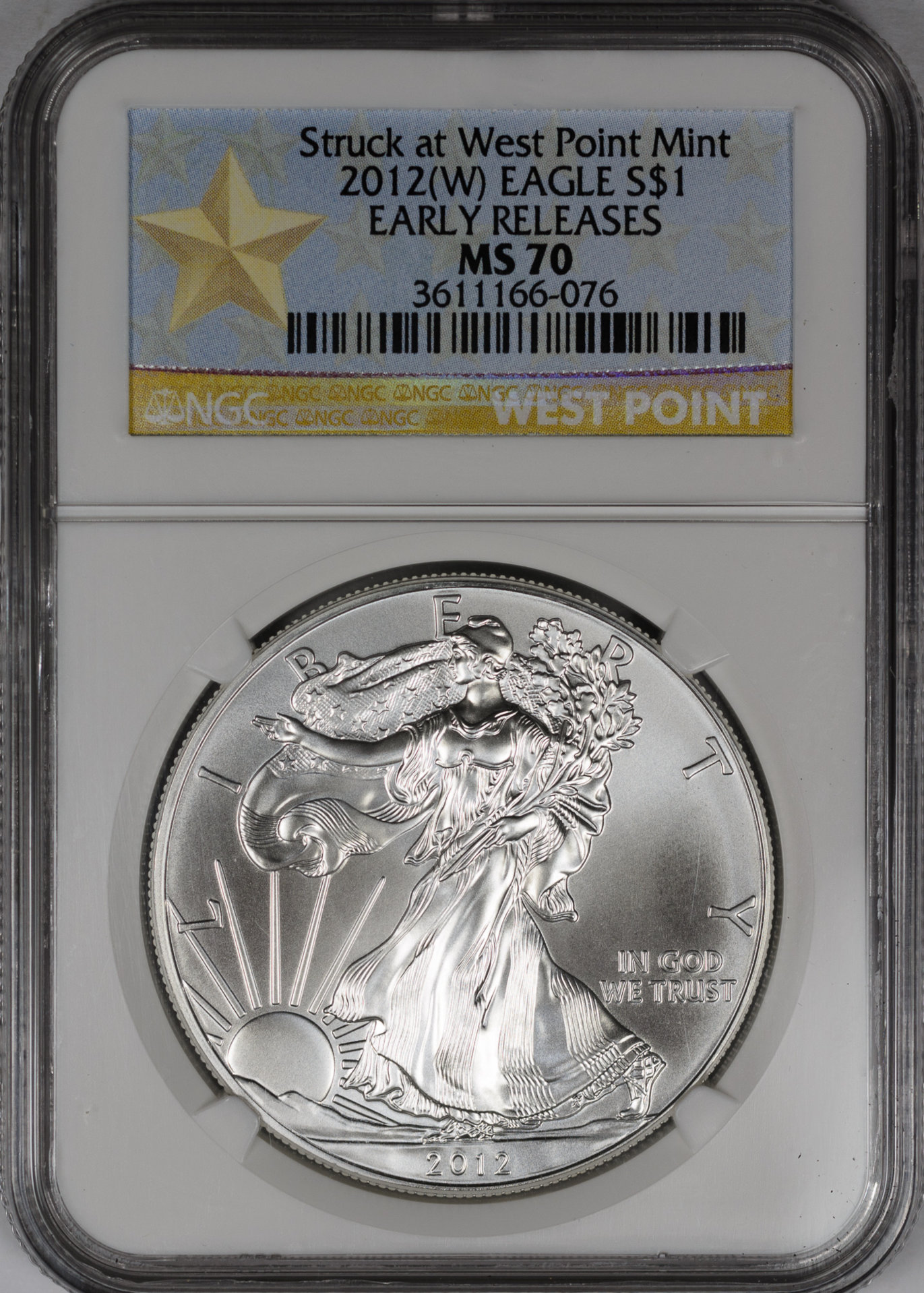 2012 W $1 BULLION COIN - SILVER EAGLE NGC MS70 3611166-076 Obv Slab.jpg