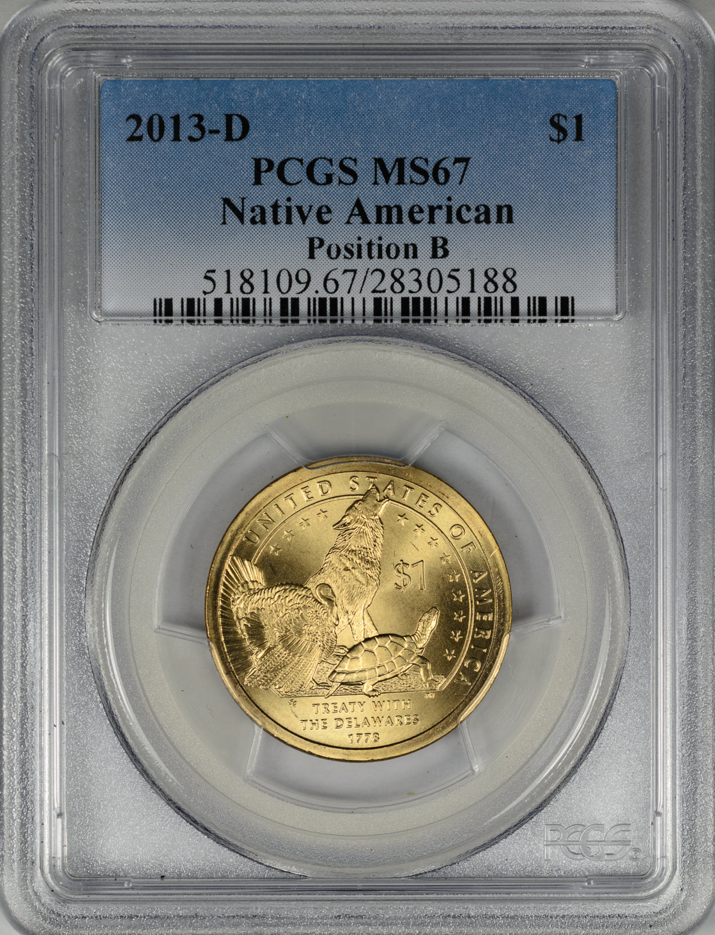 2013 D $1 DOLLAR - SACAGAWEA PCGS MS67 28305188 Obv Slab.jpg