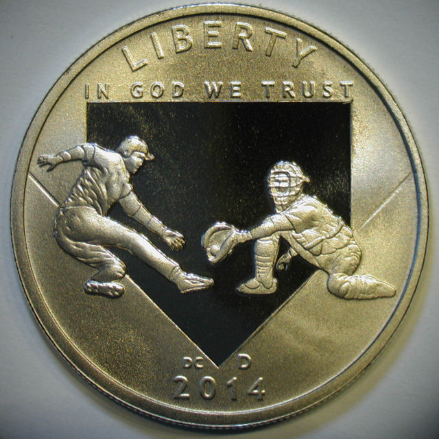 2014-D Baseball Commemorative Concept Pattern Dollar, Brass, only 22 minted.jpg