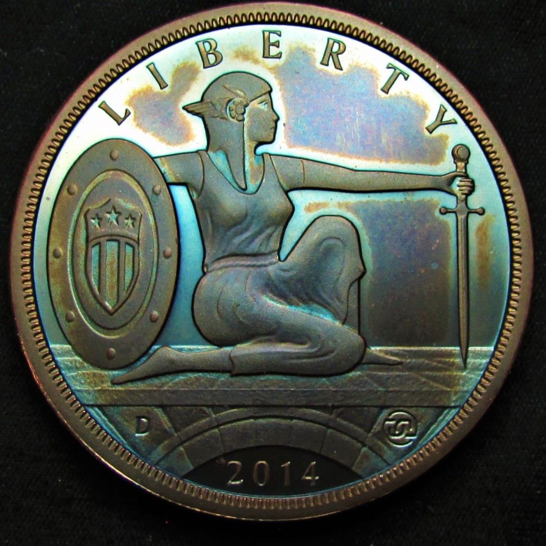2014 UNA 1 Amero - Shield Liberty (color toned copper) - obverse.JPG