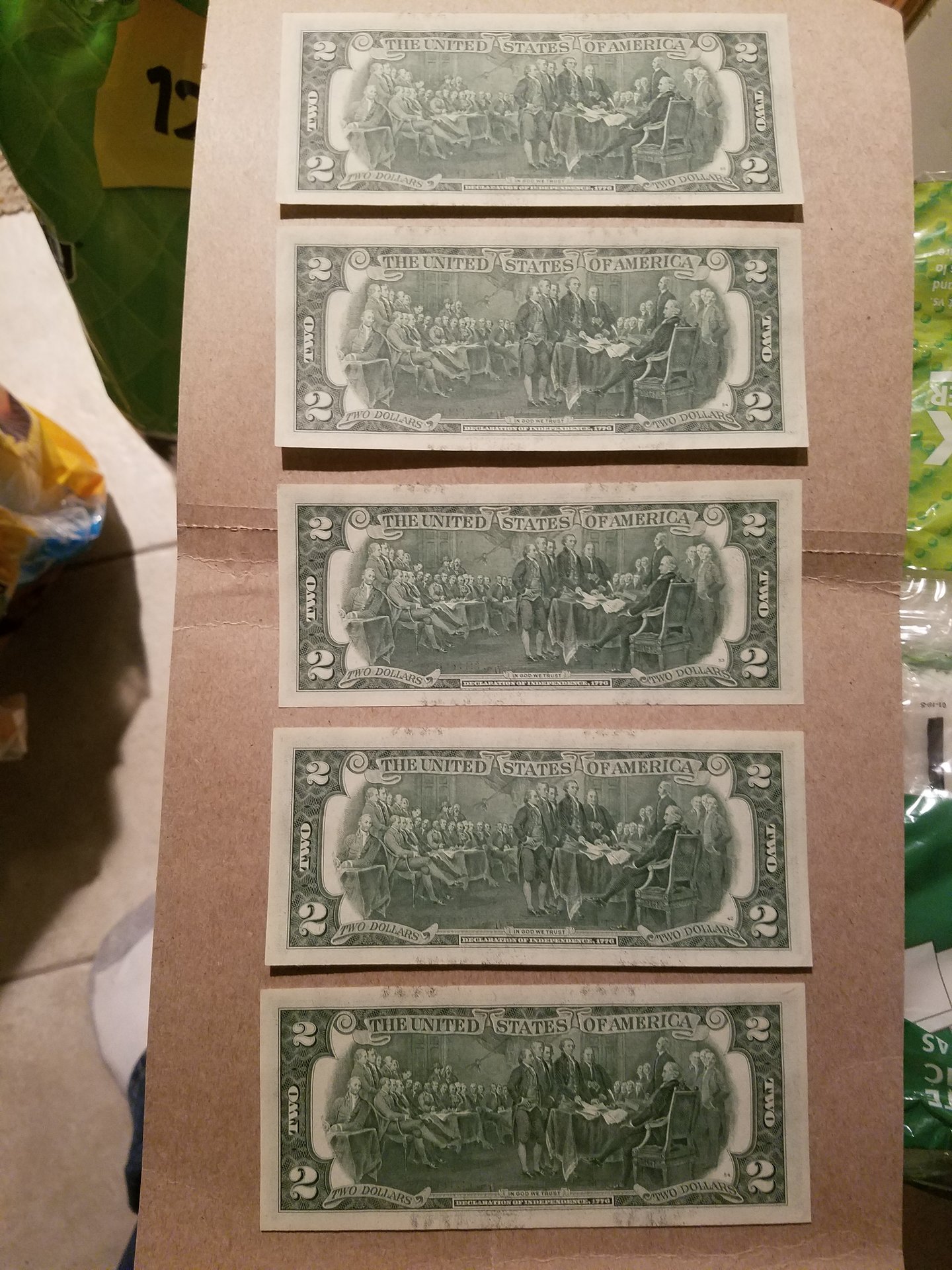 2017 2 dollar bill consecutive serial numbers