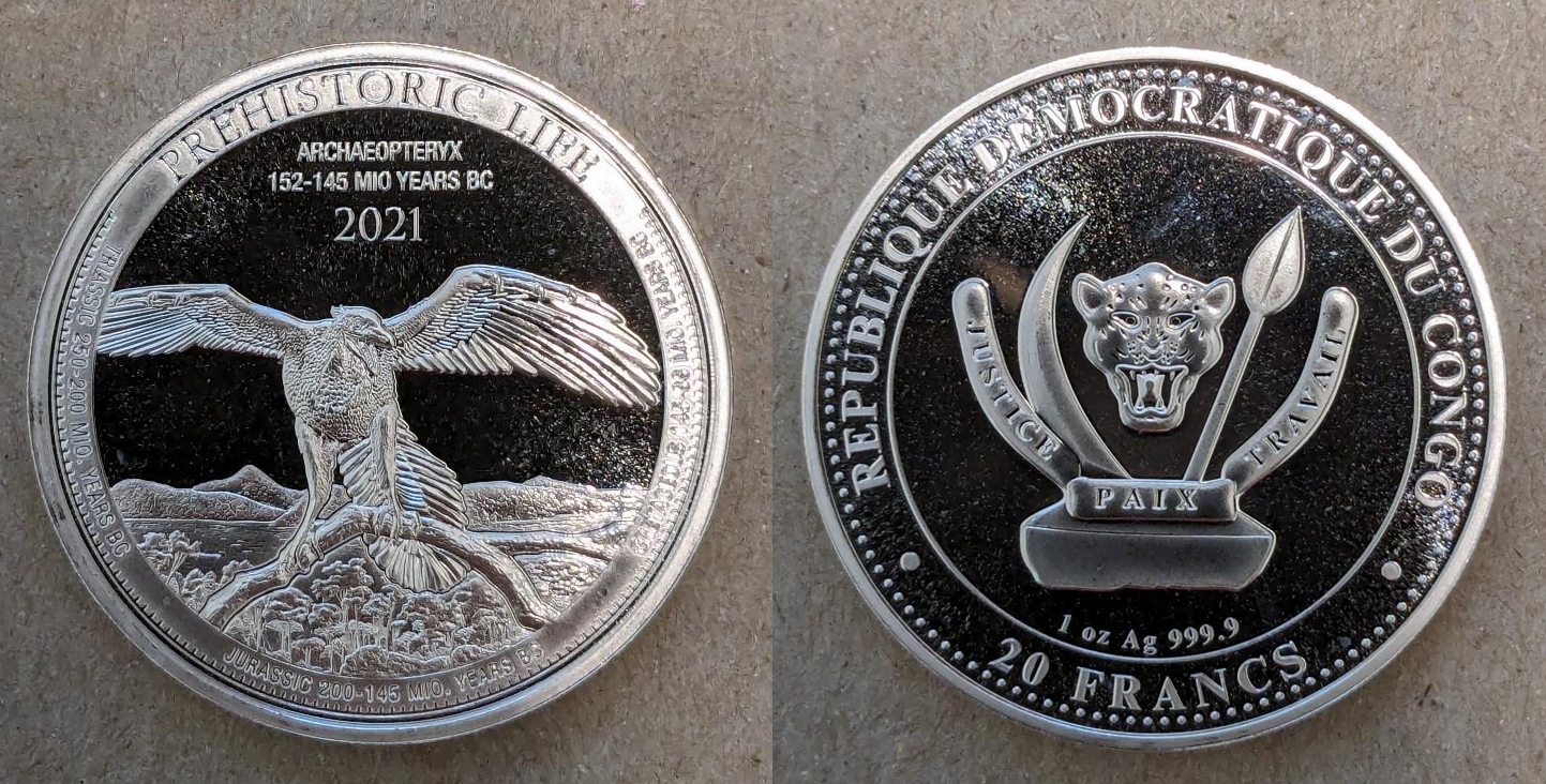 2021 congo 20 francs archaeopterix.jpg