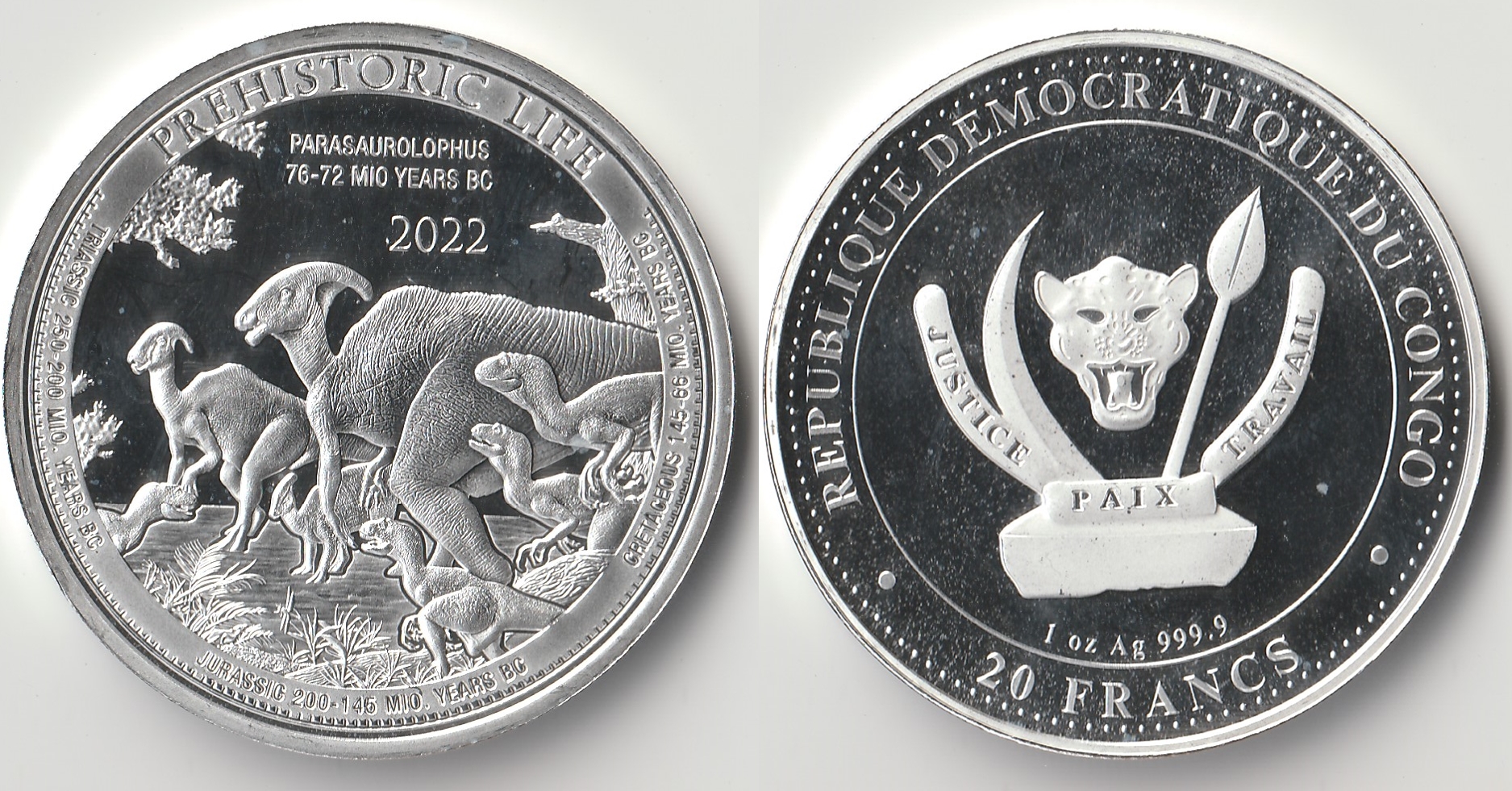 2022 congo 10 francs parasaurolophus.jpg