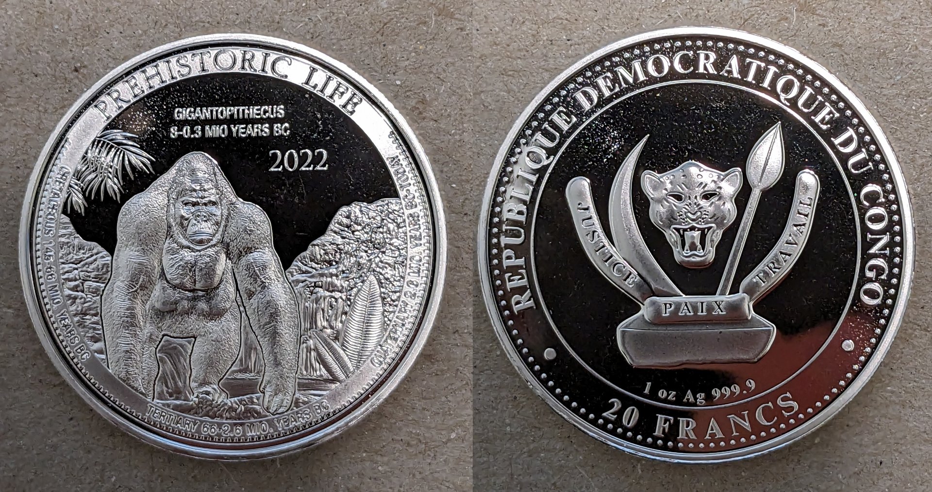 2022 congo 20 francs gigantopithecus.jpg