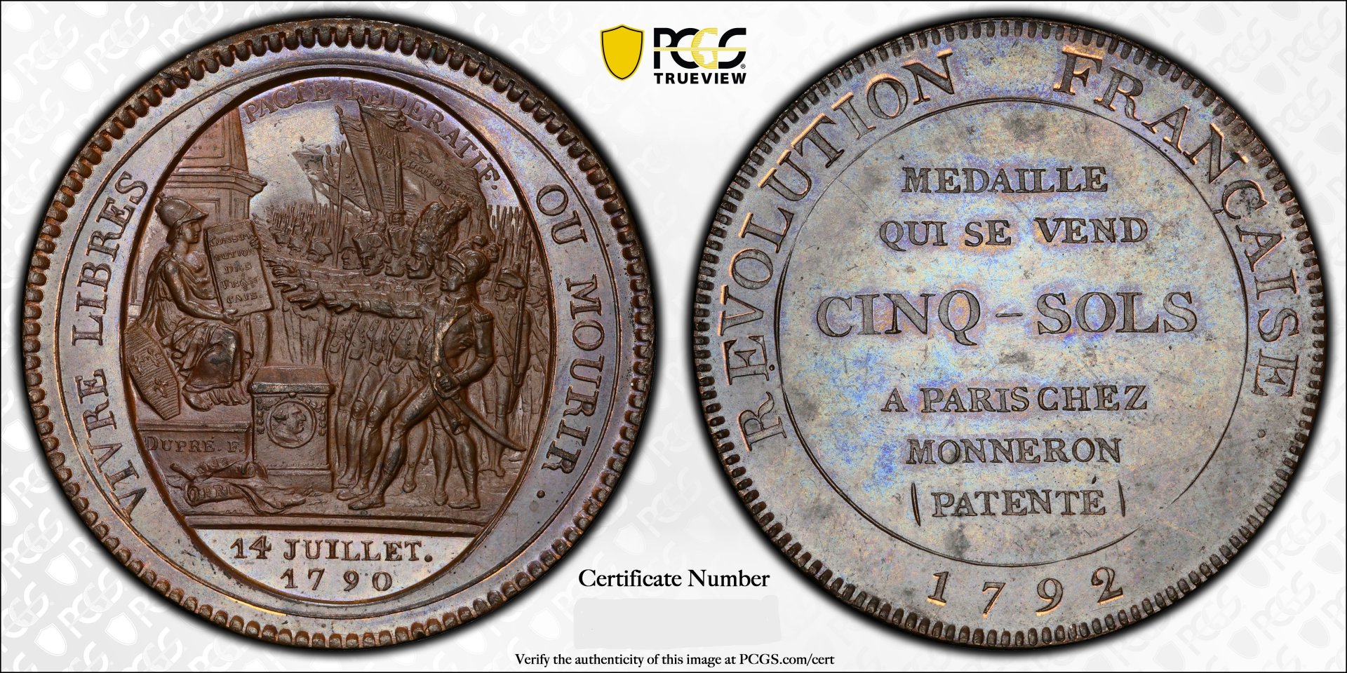 23. 1792 France 5 Sol Maz-150 PCGS MS-64 BN.jpg