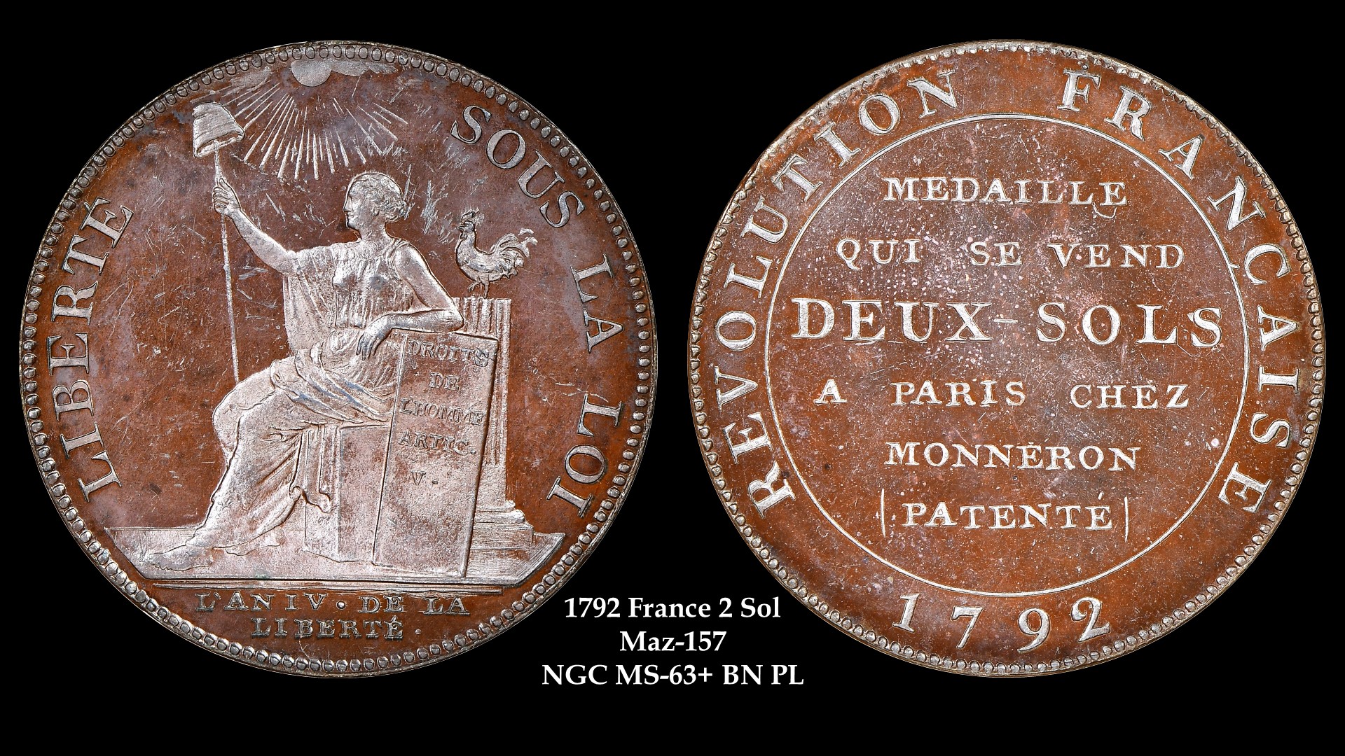 28. 1792 France 2 Sol Maz-157 NGC MS-63+ BN PL.jpg
