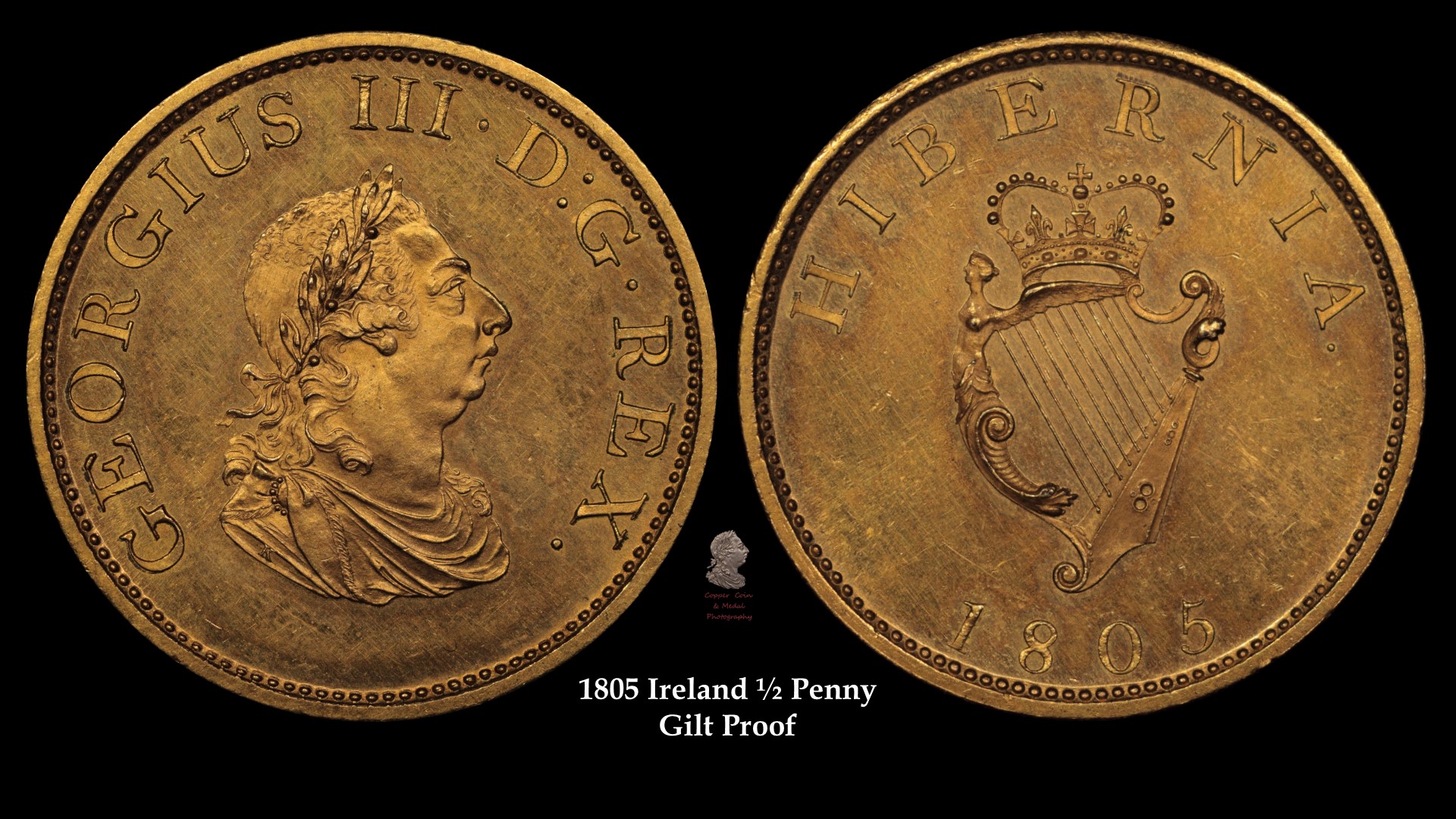 29. 1805 Ireland Gilt Halfpenny Raw.jpg
