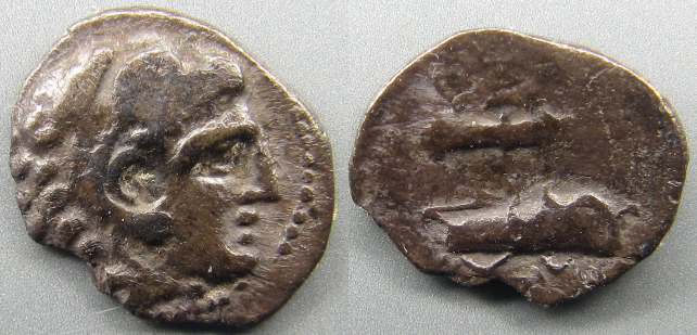 325-310 B.C. MACEDON ALEXANDER III 'The Great' Heracles with lionskin-Bow and Quiver.png