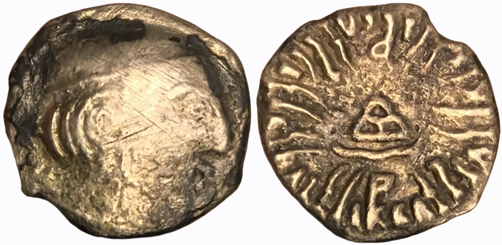 383-388 CE Western Kshatrapas AR Drachm Rudrasena IV 1.46g S1 Combined.png