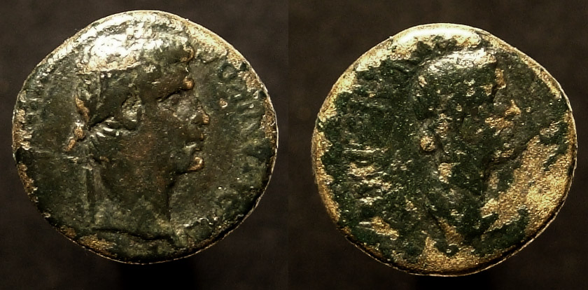3b nr 007 Germanicus en Agrippina AE 19 Aezanis RPC Claudius.jpg