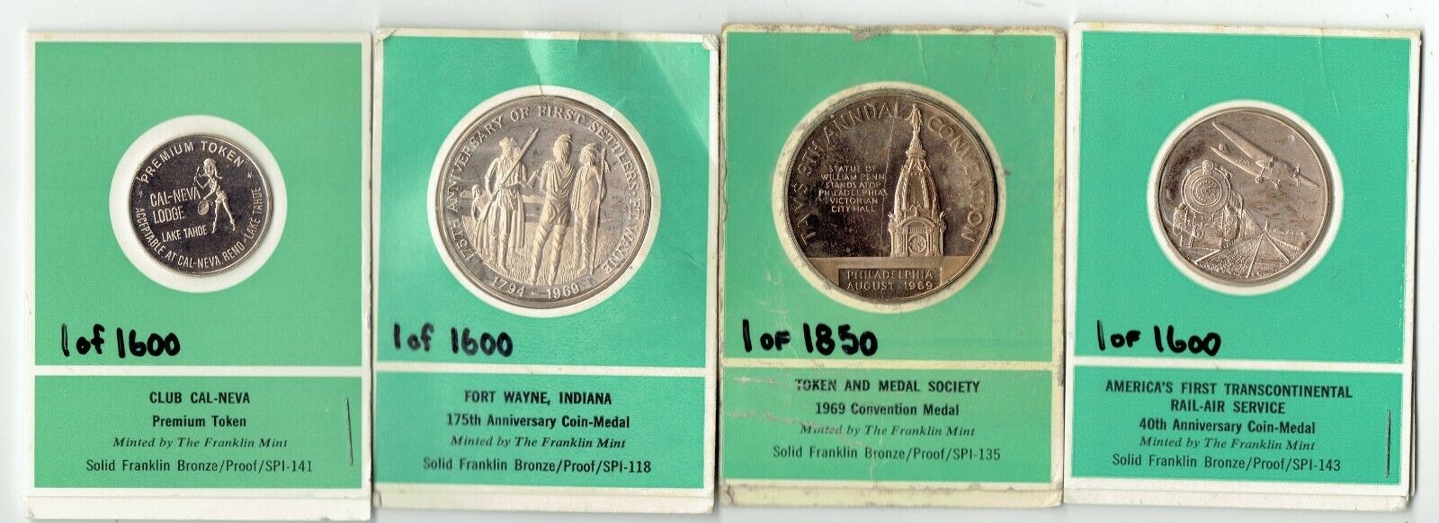 4 Different Franklin Mint Proof Medals.jpg