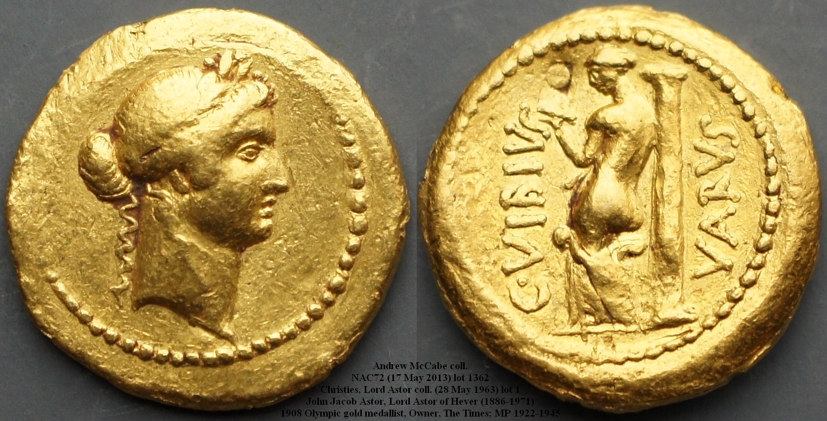 494-34 Vibia Aureus. C.VIBIVS VARVS Apollo, Venus mirror, column AM#13259-81, 20mm 8g08.jpg