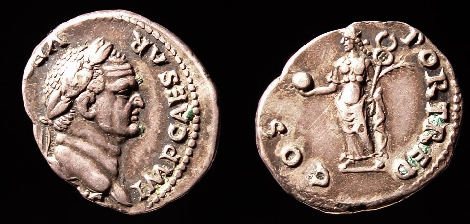 5 nr 005 Vespasianus denarius Fortuna RIC p 27.jpg