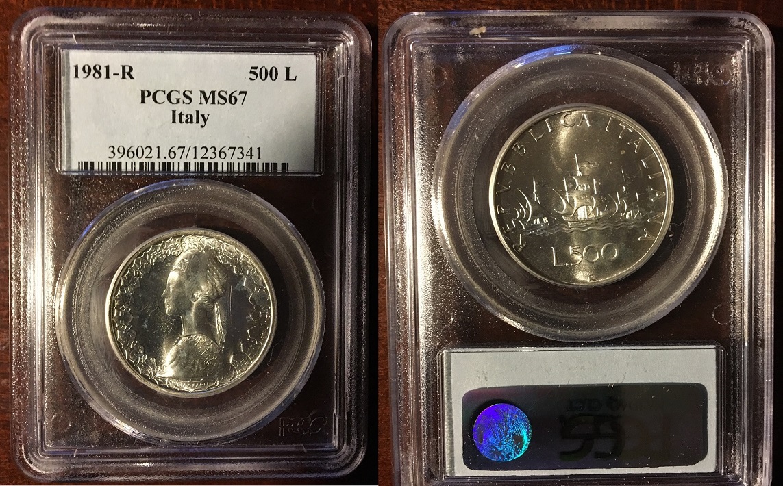 500 Lire 1981-R PCGS MS67 OBV & REV.jpg