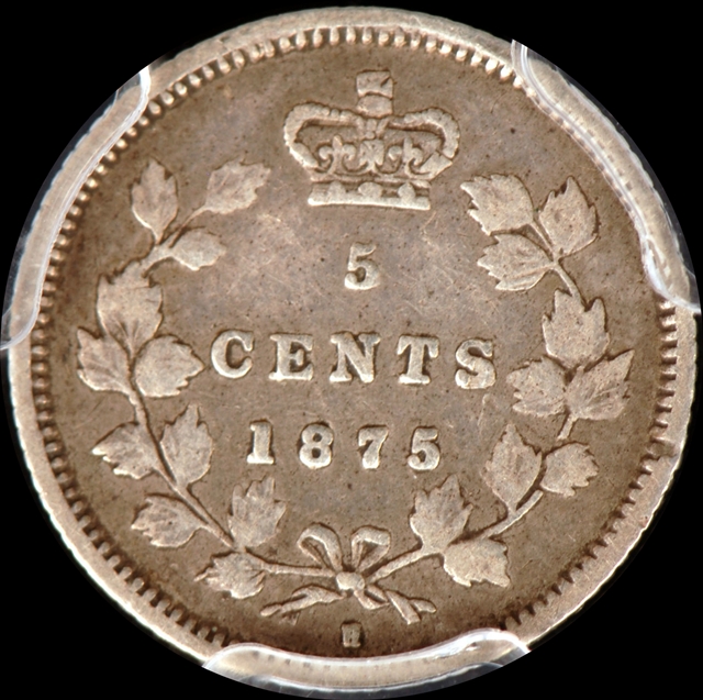 5c Canada 1875-H Sm Date 5 Over 5 Rev CU Fine 12 PCGS 640x637.JPG