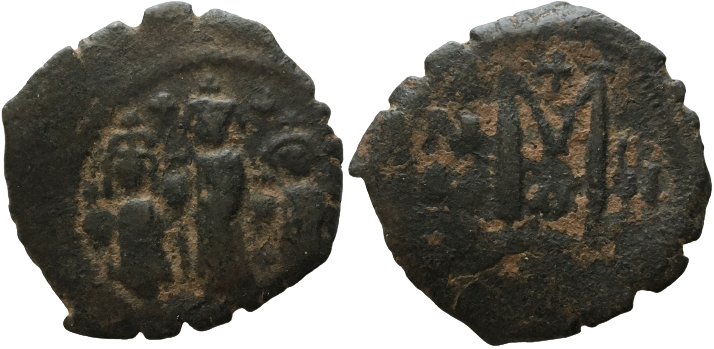 610-641 AD AE 40 Nummi Heraclius 'Three figures forward' 'Large M' 6.08g 27mm S1.png
