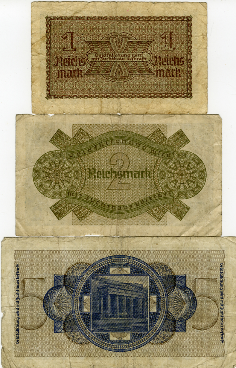 #6965 WWII Nazi Paper Money, 1, 2, &5 Reichsmarks2.jpg