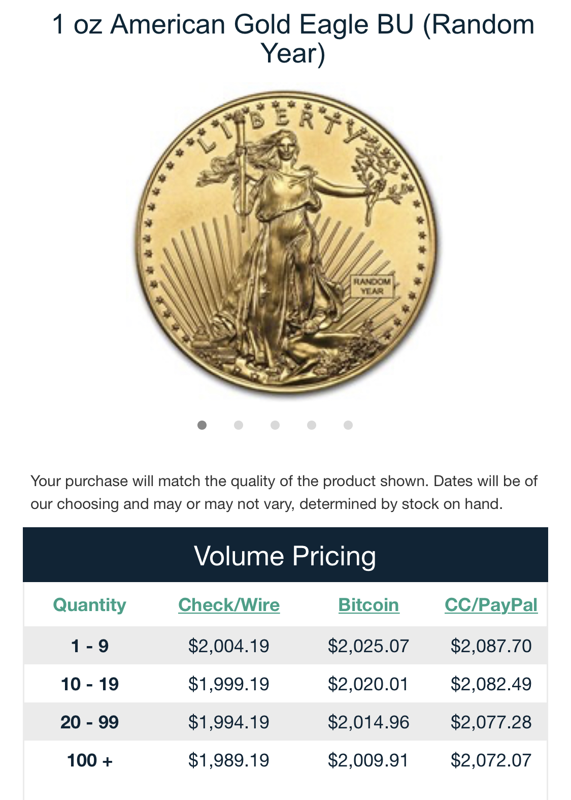 Compare 1/2 oz Gold Eagles Prices
