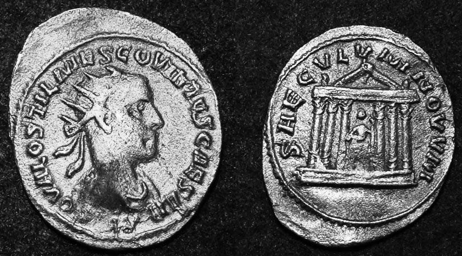 9 nr 021 Hostilianus antoninianus Antiochia temple RIC 199c R.jpg