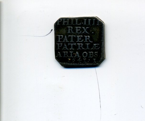 Aire Philip IV of Spain 1 real siege klippe 1641 Uniface 898.jpg