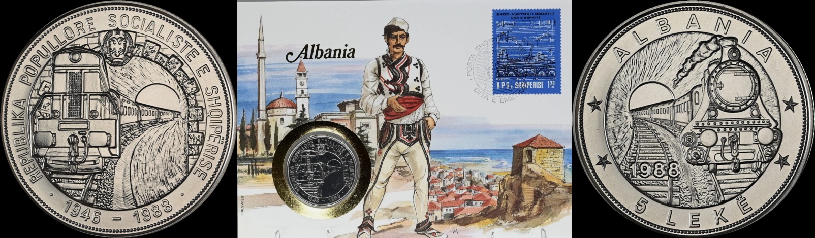ALBANIA 5 Leke 1988 BU '42nd Anniversary of First Railroad c-horz.jpg