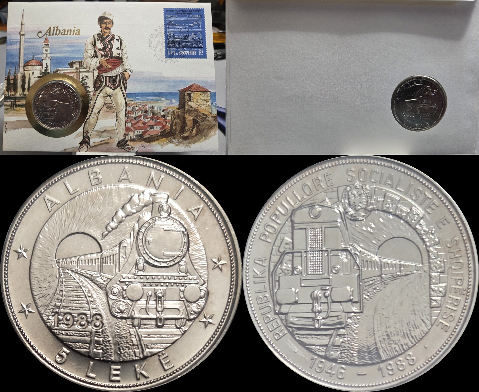 ALBANIA 5 Leke 1988 BU '42nd Anniversary of First Railroad x-vert.jpg