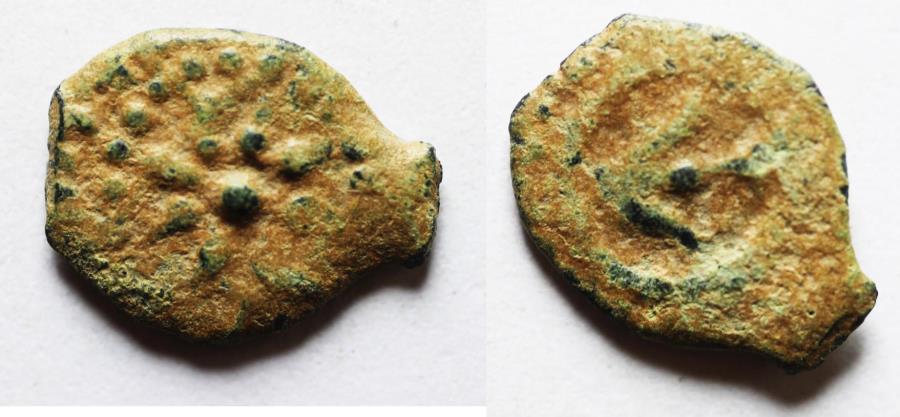 Alexander Jannaeus - 103-76 BC - AE Prutah - 13mm, 0.92g - Zurqieh 7dollars.jpg