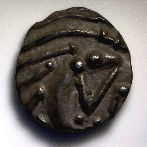 Anglo Saxon Sceat 600 to 775 AD Spink 790G Series E obverse 40pct.jpg