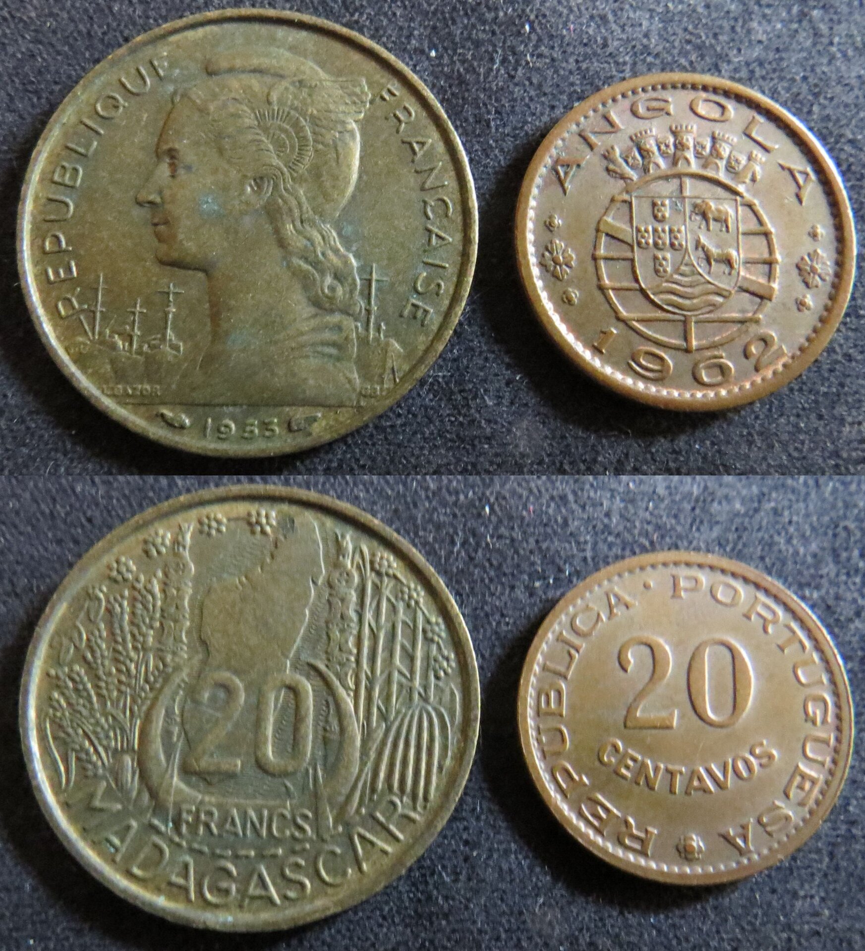 Angola 1962, Madagascar 1953.jpg