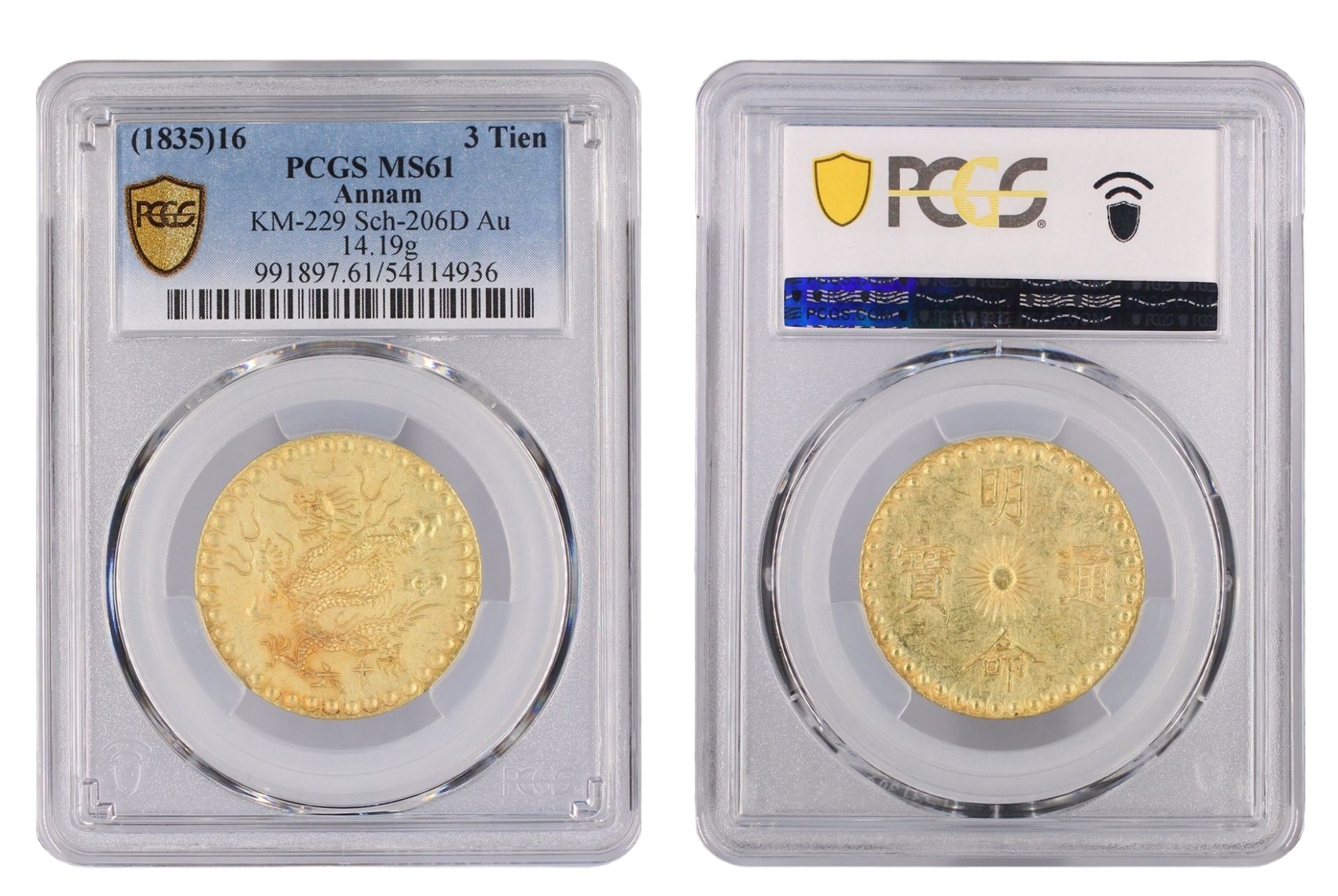 Annamese Gold 3 Tien of Minh Mang (minted in Hue in 1835) - PCGS.jpg