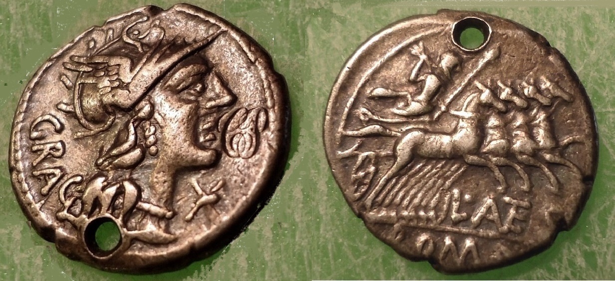 Antestia Gragulus - 136 BC denarius holed my photos (2).JPG