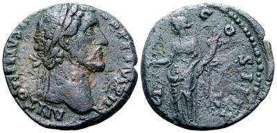 Antoninus Pius - As Pax standing w cornucopiae and branch RIC 952 var - auct As noted pic.jpg