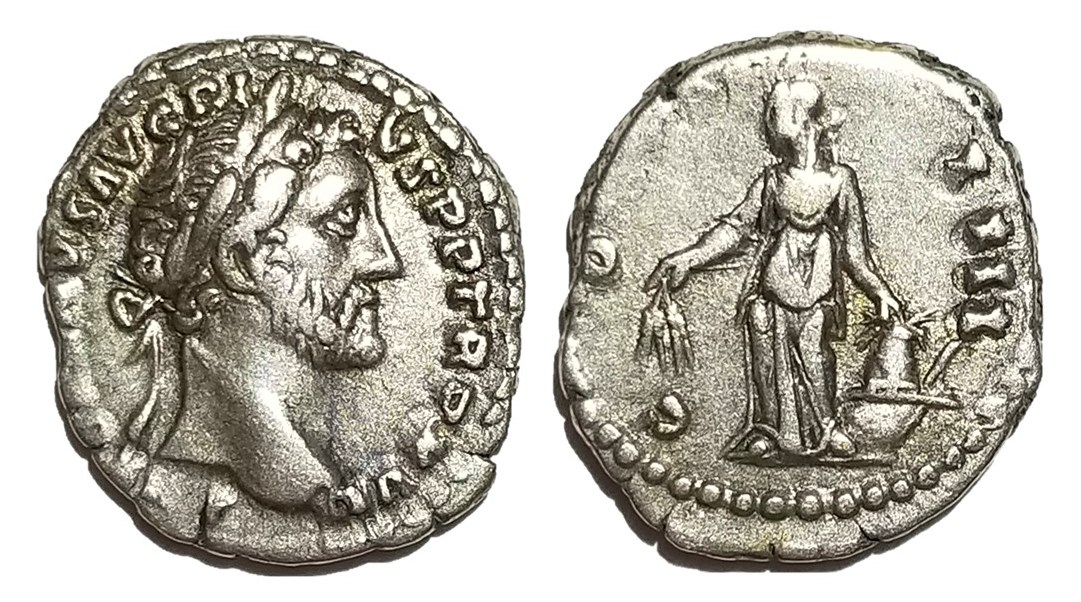 Antoninus Pius COS IIII Annona denarius Modius right.jpg